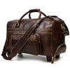 Leather Wheeled Luggage Duffel Bag for Men